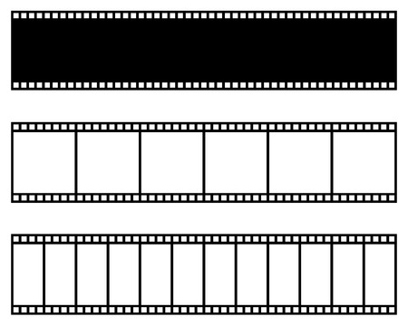 Film strip collection. Vector template. Cinema, movie photo filmstrip frameのイラスト素材