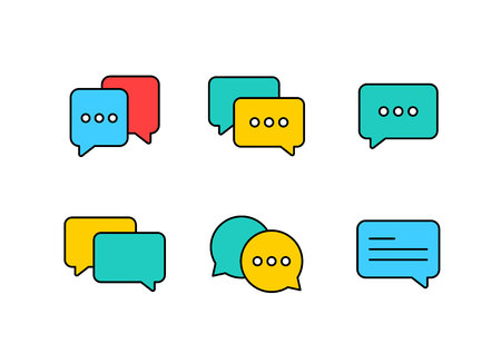 Best chat speech bubble set. Template of message bubbles chat boxes icons. Chat, bubble, speech, message. Vector illustrationのイラスト素材