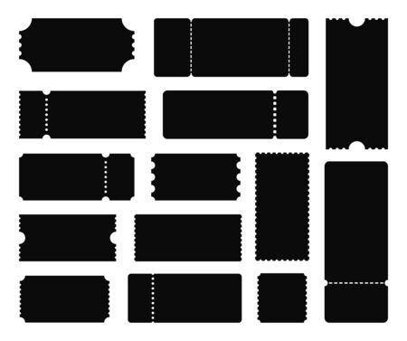 Big set of ticket templates. Black Ticket. Concert ticket, coupon. Vector illustrationのイラスト素材