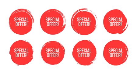 Set of tag sale label. Grunge stamps, badges and banners. Special offer, hot sale, Best price. Shopping. Vector illustrationのイラスト素材