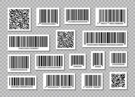Set of Bar Code and qr codes. Code stripes sticker. Bar Code collection. Digital marketing. Product Scan bar code. Vector illustrationのイラスト素材