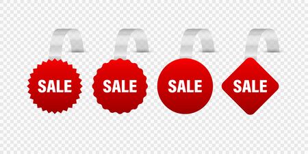 Sale and New Label collection set. Sale tags. Discount red ribbons, banners and icons. Shopping Tags. Sale icons. Red isolated on white background, vector illustrationのイラスト素材