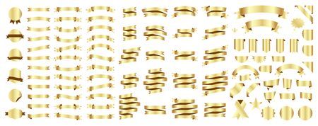 Set of 100 Ribbons. Ribbon elements. Starburst label. Vintage. Modern simple ribbons collection. Vector illustrationのイラスト素材