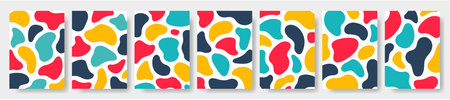 Set of abstract art background. Modern trendy blotch shape. Liquid shape elements. Fluid dynamical colored forms banner. Vector illustrationのイラスト素材