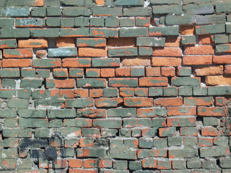 Painted Brick Wall Shows Wearの写真素材