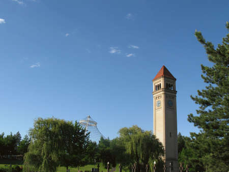 Riverfront Park Clock Tower and Pavillionの写真素材