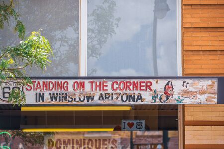 Winslow Arizona, USA 5/16/2016 Route 66 Standing on the corner in Winslow Arizonaのeditorial素材