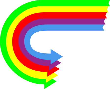 A set of Colored Arrows in a U turn Motionのイラスト素材