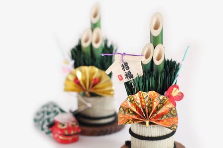 KADOMATSU means an ornament rendered mainly on pine trees set up in front of the house during a new yearの写真素材