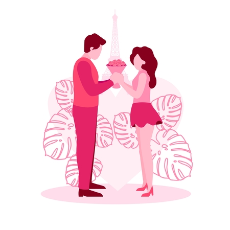 VECTOR ILLUSTRATION CUTE ROMANTIC VALENTINE LOVE COUPLE SILHOUETTE PINK WEDDING MARRIAGE GIRLFRIEND BOYFRIEND DATING DINNER ILLUSTRATOR BEST POSEのイラスト素材