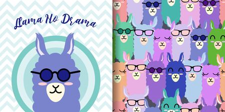 cute llama baby animal seamless pattern good for card birthday and new bornのイラスト素材