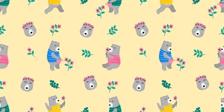 cute bear baby animal seamless pattern good for card birthday and new bornのイラスト素材