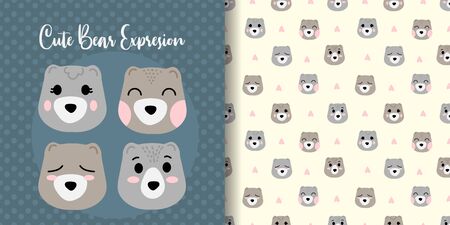 cute bear baby animal seamless pattern good for card birthday and new bornのイラスト素材