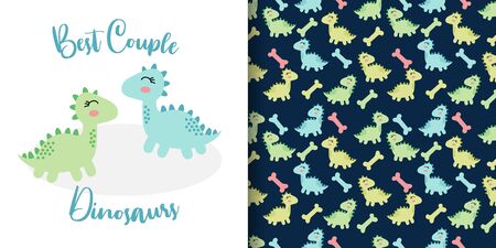 cute dinosaurs baby animal seamless pattern good for card birthday and new bornのイラスト素材