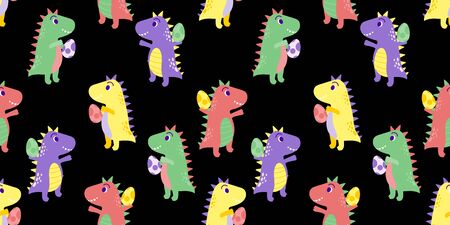 cute dinosaurs baby animal seamless pattern good for card birthday and new bornのイラスト素材