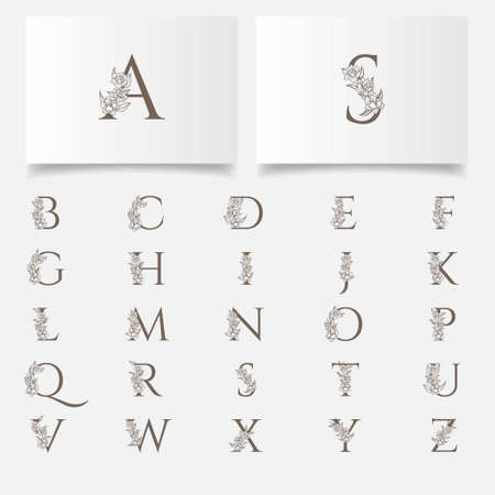 initial floral premade template editable logoのイラスト素材