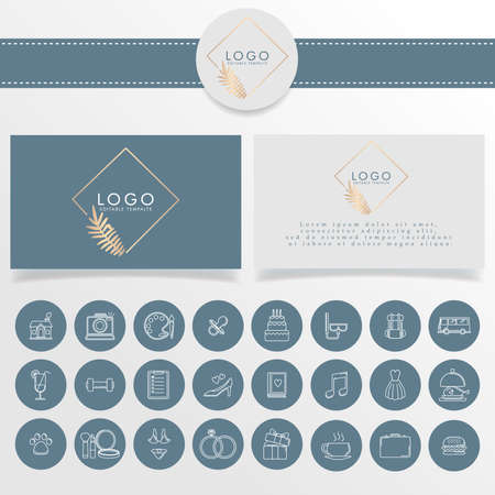 feminine floral elegant logo editable templateのイラスト素材