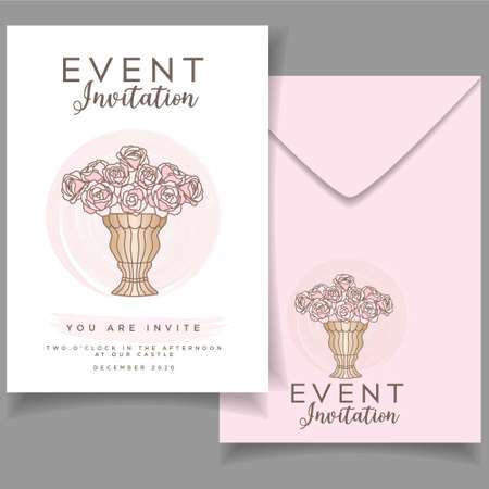 feminine elegant event wedding invitation editable templateのイラスト素材