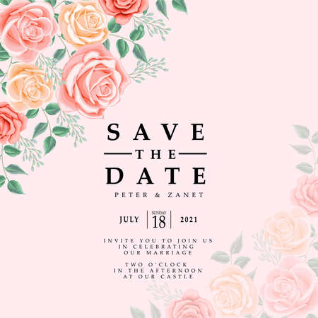 beautiful wedding event invitation card editable templateのイラスト素材