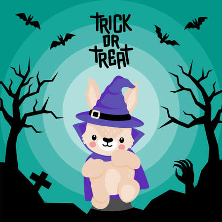 cute rabbit bunny halloween costume theme cartoon doodleのイラスト素材