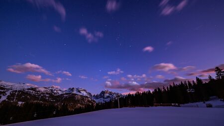 Beautiful sunset on Patascoss ski area above Madonna di Campiglioの写真素材