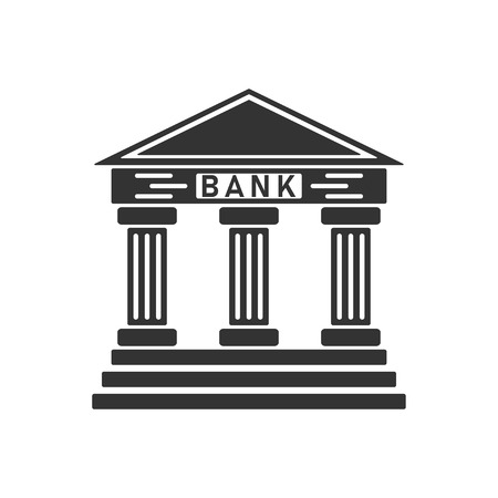 Bank. Black Icon Flat on white backgroundのイラスト素材