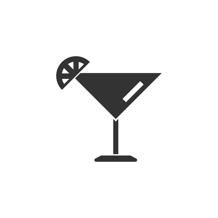 Cocktail. Black Icon Flat on white backgroundのイラスト素材