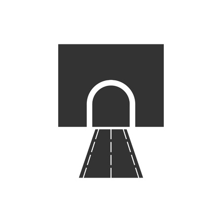 Road tunnel. Black Icon Flat on white backgroundのイラスト素材