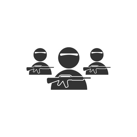 Bandit group. Black Icon Flat on white backgroundのイラスト素材