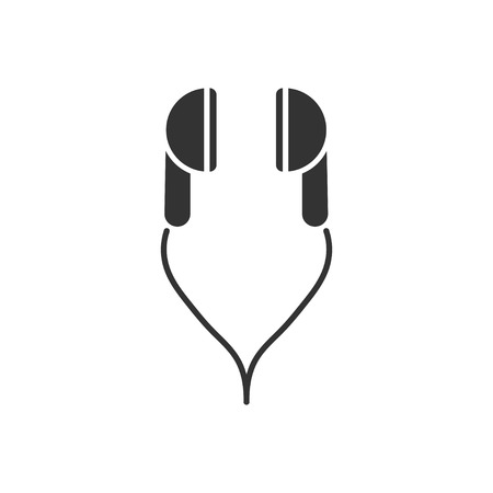 Vacuum headphones. Black Icon Flat on white backgroundのイラスト素材