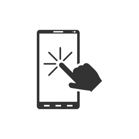 Touch screen. Black Icon Flat on white backgroundのイラスト素材