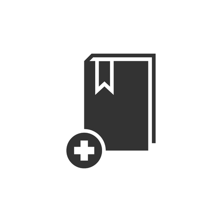 Book add. Black Icon Flat on white backgroundのイラスト素材