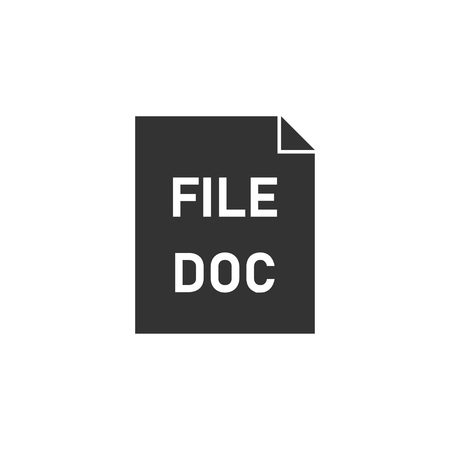DOC file. Black Icon Flat on white backgroundのイラスト素材