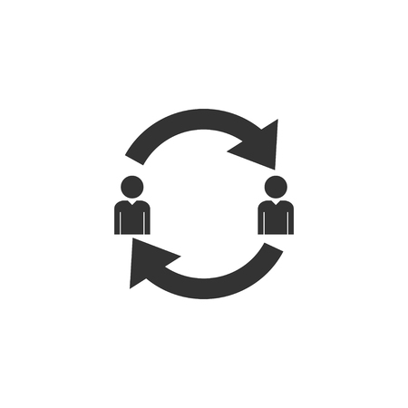 Exchange between two men. Black Icon Flat on white backgroundのイラスト素材