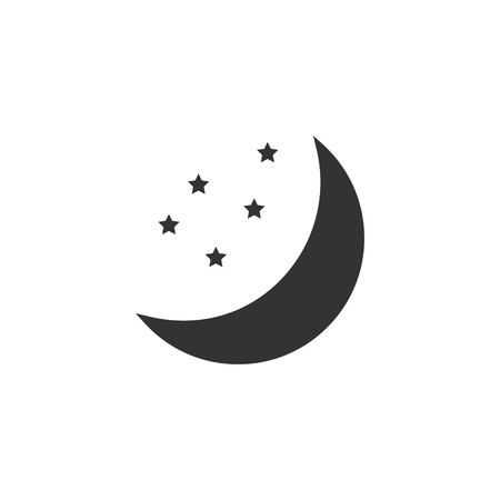 Moon. Black Icon Flat on white backgroundのイラスト素材