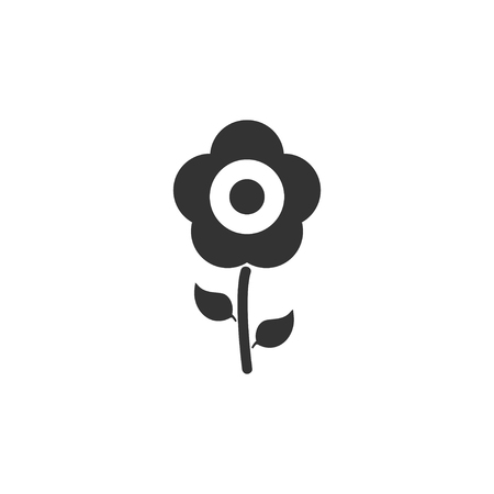 Flower. Black Icon Flat on white backgroundのイラスト素材