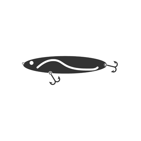 Fishing tackle. Black Icon Flat on white backgroundのイラスト素材