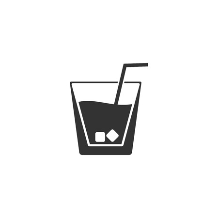 Cocktail. Black Icon Flat on white backgroundのイラスト素材