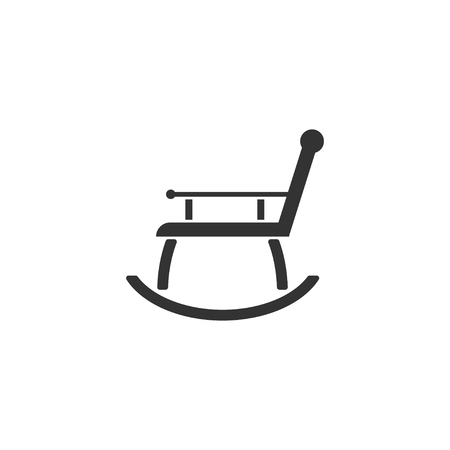 Rocking chair. Black Icon Flat on white backgroundのイラスト素材