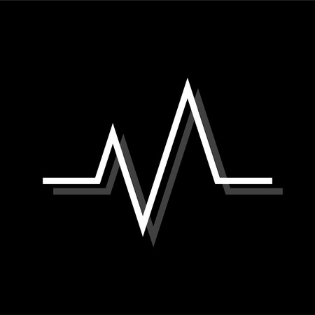 Heart beat cardiogram. White flat simple icon with shadowのイラスト素材