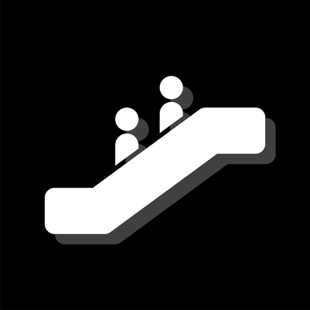Escalator. White flat simple icon with shadowのイラスト素材