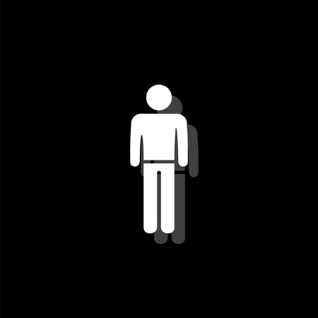 Man standing silhouette. White flat simple icon with shadowのイラスト素材
