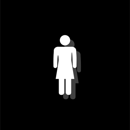 Woman. White flat simple icon with shadowのイラスト素材