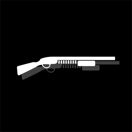 Shotgun. White flat simple icon with shadowのイラスト素材