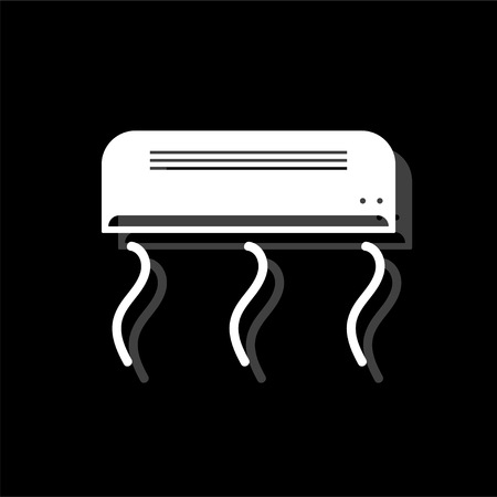 Air conditioning. White flat simple icon with shadowのイラスト素材