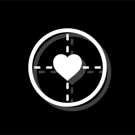 Hearth with crosshair. White flat simple icon with shadowのイラスト素材
