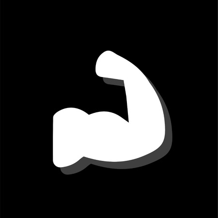 Strong arm. White flat simple icon with shadowのイラスト素材