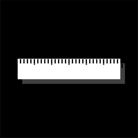 Ruler. White flat simple icon with shadowのイラスト素材