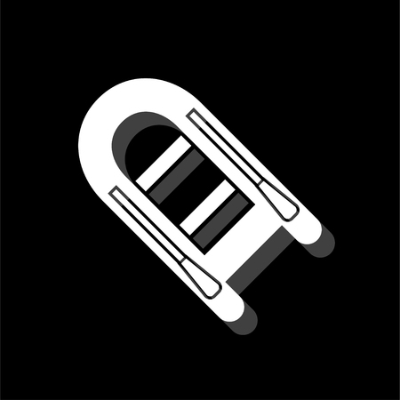 Powerboat. White flat simple icon with shadowのイラスト素材