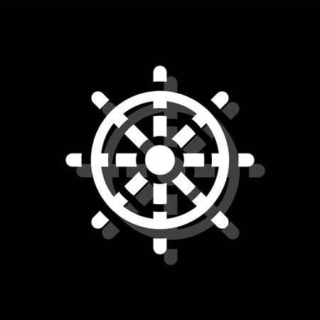 Rudder. White flat simple icon with shadowのイラスト素材